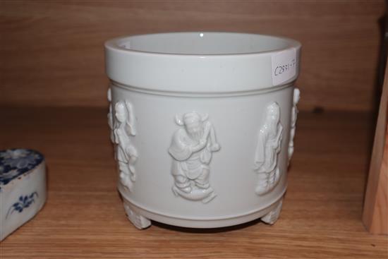 A Dehua blanc de chine immortals censer, 20th century height 15cm